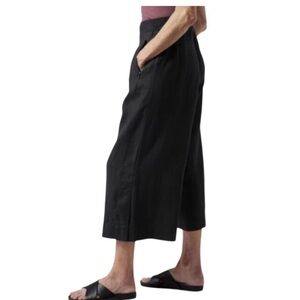 Athleta Women’s 6 Petite Black Playa Linen Wide Leg Crop Pant
